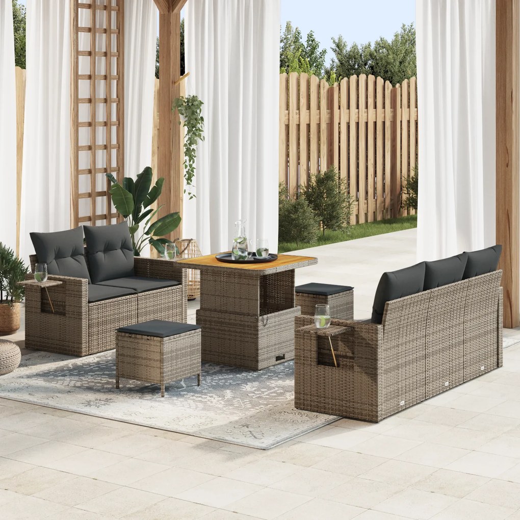 vidaXL Σετ Καναπέ Κήπου 8 pcs Γκρι συνθετικό ρατάν