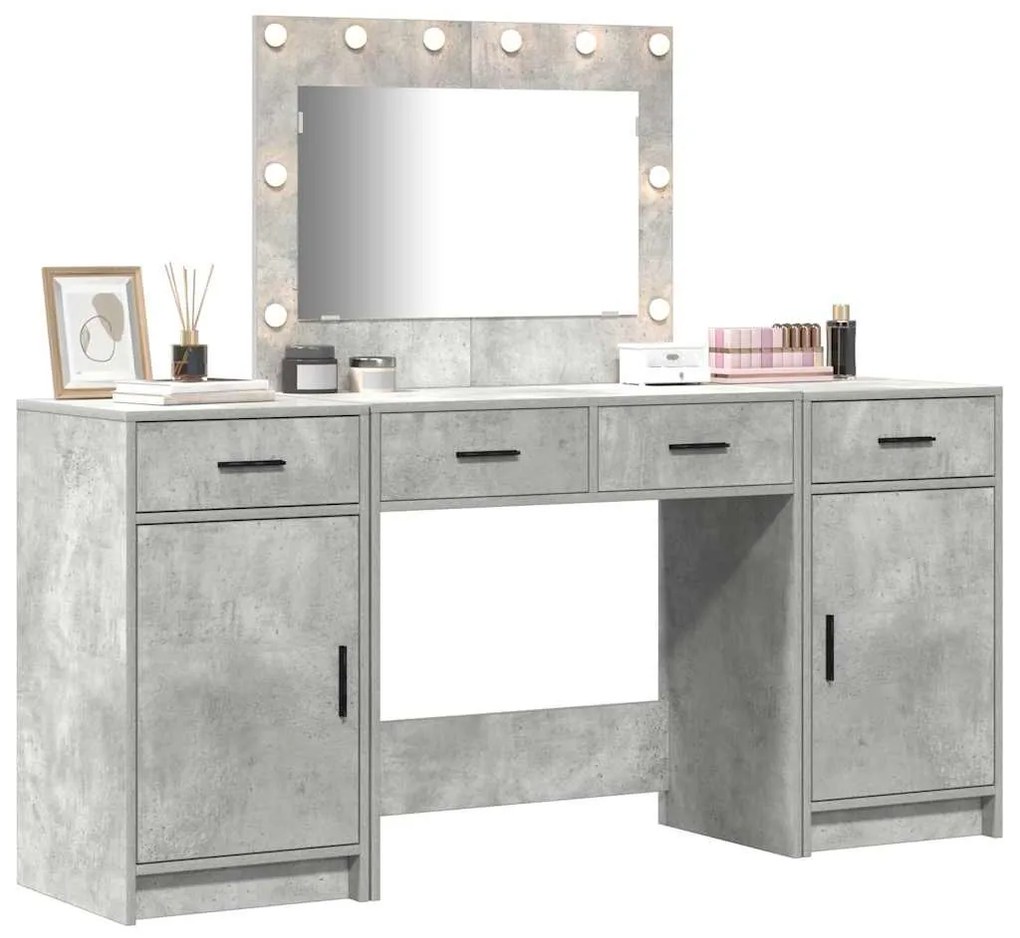 vidaXL Τραπέζι περιποίησης με συρτάρι 3 pcs Γκρι 40 x 41 x 75 εκ