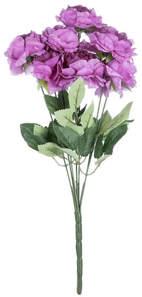 Τεχνητό Μπουκέτο Peony 21080 45cm Green-Purple GloboStar Πολυαιθυλένιο,Ύφασμα