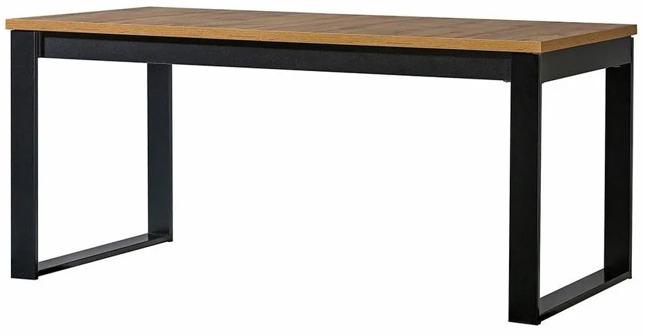 Τραπέζι Ogden J112, Μαύρο, Wotan δρυς, 77x90x160cm, 74 kg, Επιμήκυνση, Πλαστικοποιημένη μοριοσανίδα, Μέταλλο | Epipla1.gr