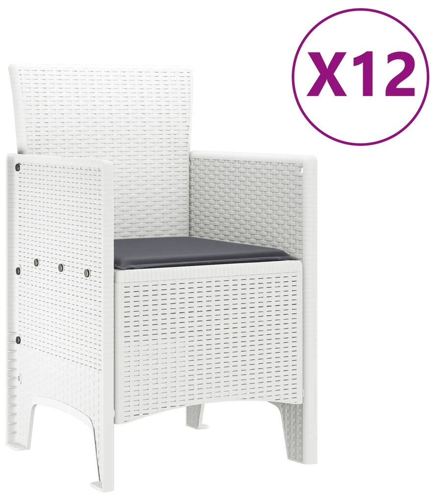 vidaXL Σετ Τραπεζαρίας Κήπου 13 pcs Λευκό Μεγάλο Ρατάν