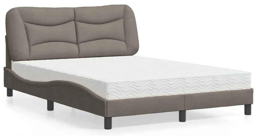 vidaXL Κρεβάτι με Στρώμα Taupe 120x200 εκ. Υφασμάτινο
