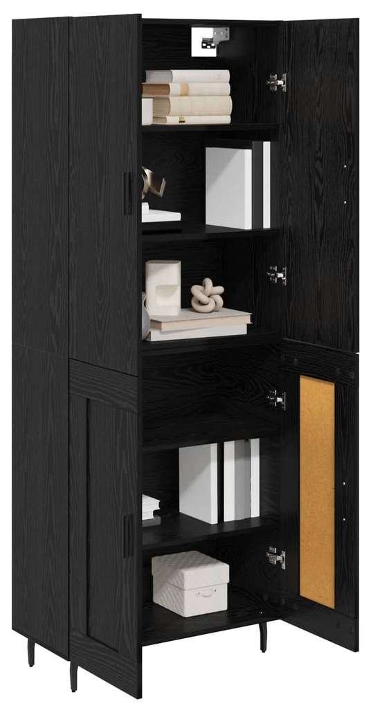 vidaXL Highboard 2 pcs Μαύρη δρυς Σύνθετο Ξύλο και Γυαλί