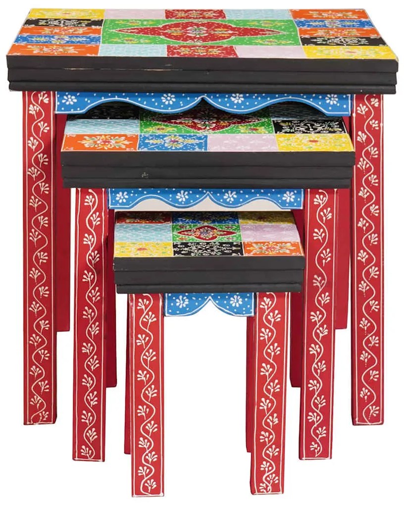 vidaXL Τετράγωνο τραπέζι 3 pcs Πολύχρωμο