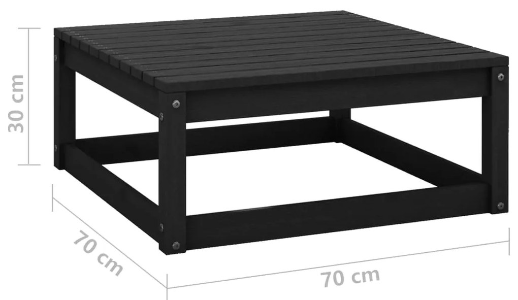 vidaXL Υποπόδιο Κήπου 70 x 70 x 30 εκ. από Μασίφ Ξύλο Πεύκου Μαύρο