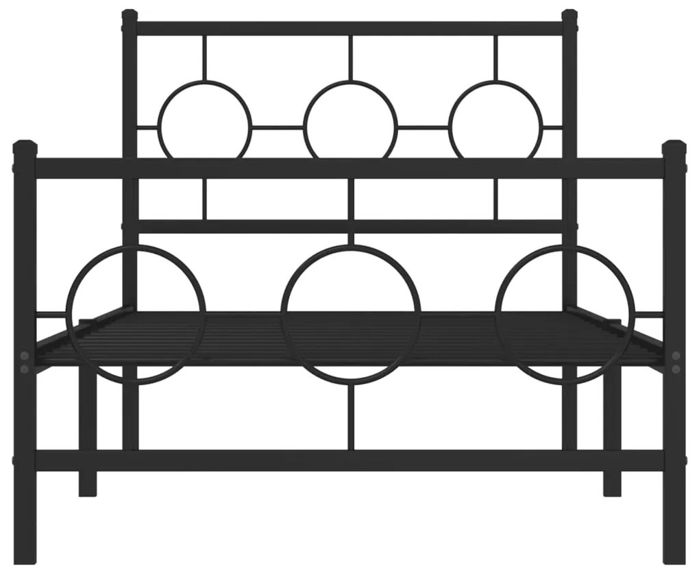 vidaXL Πλαίσιο Κρεβατιού με Κεφαλάρι&Ποδαρικό Μαύρο 90x190 εκ. Μέταλλο