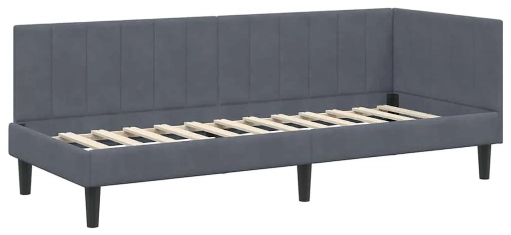 vidaXL Κρεβάτι γωνίας με στρώμα με στρώμα 2 pcs Γκρι Βελούδο