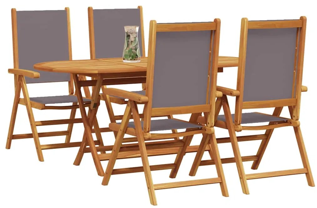 vidaXL Σέτ φαγητού για κήπο 5 pcs Ανθρακί Μασίφ ξύλο ακακίας