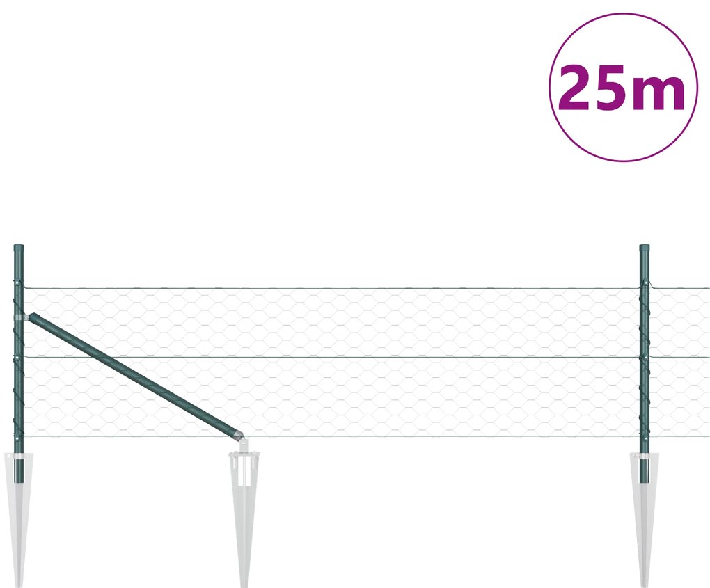 vidaXL Περίφραξη Εξάγωνη Πράσινη 0,4x25 m Ατσάλι