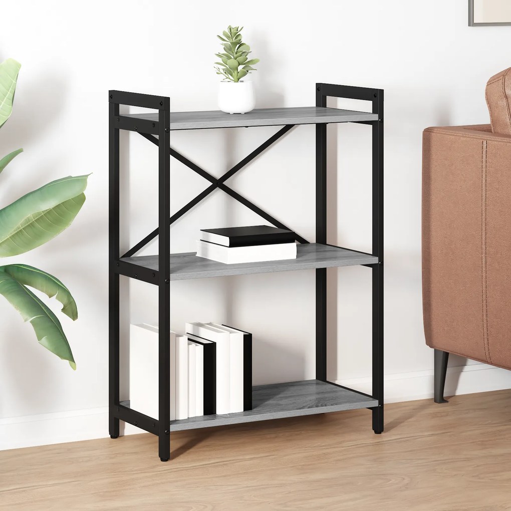 vidaXL Βιβλιοθήκη Γκρι sonoma 60 x 30 x 83 εκ Επεξεργασμένο ξύλο