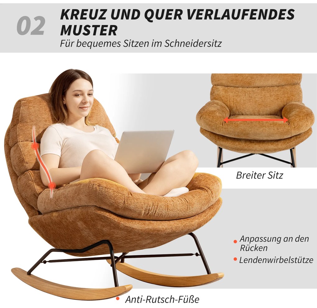 HOMCOM Γεμιστη πολυθρόνα με ατσάλινα πόδια και ξύλινες βάσεις, Κίτρινο