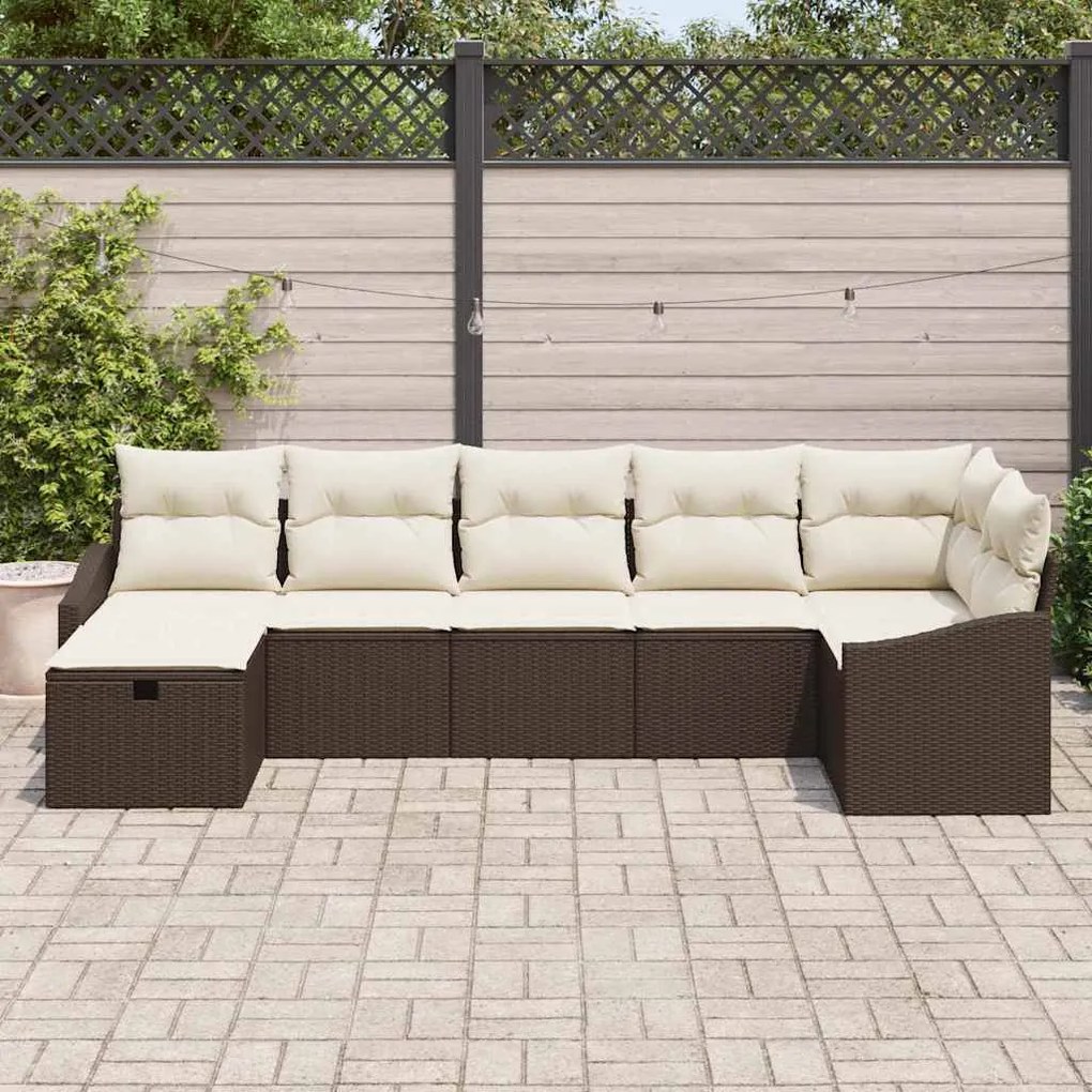 vidaXL Σετ Καναπέ Κήπου 7 pcs Καφέ 55 x 62 x 69 εκ Πολυ ράταν