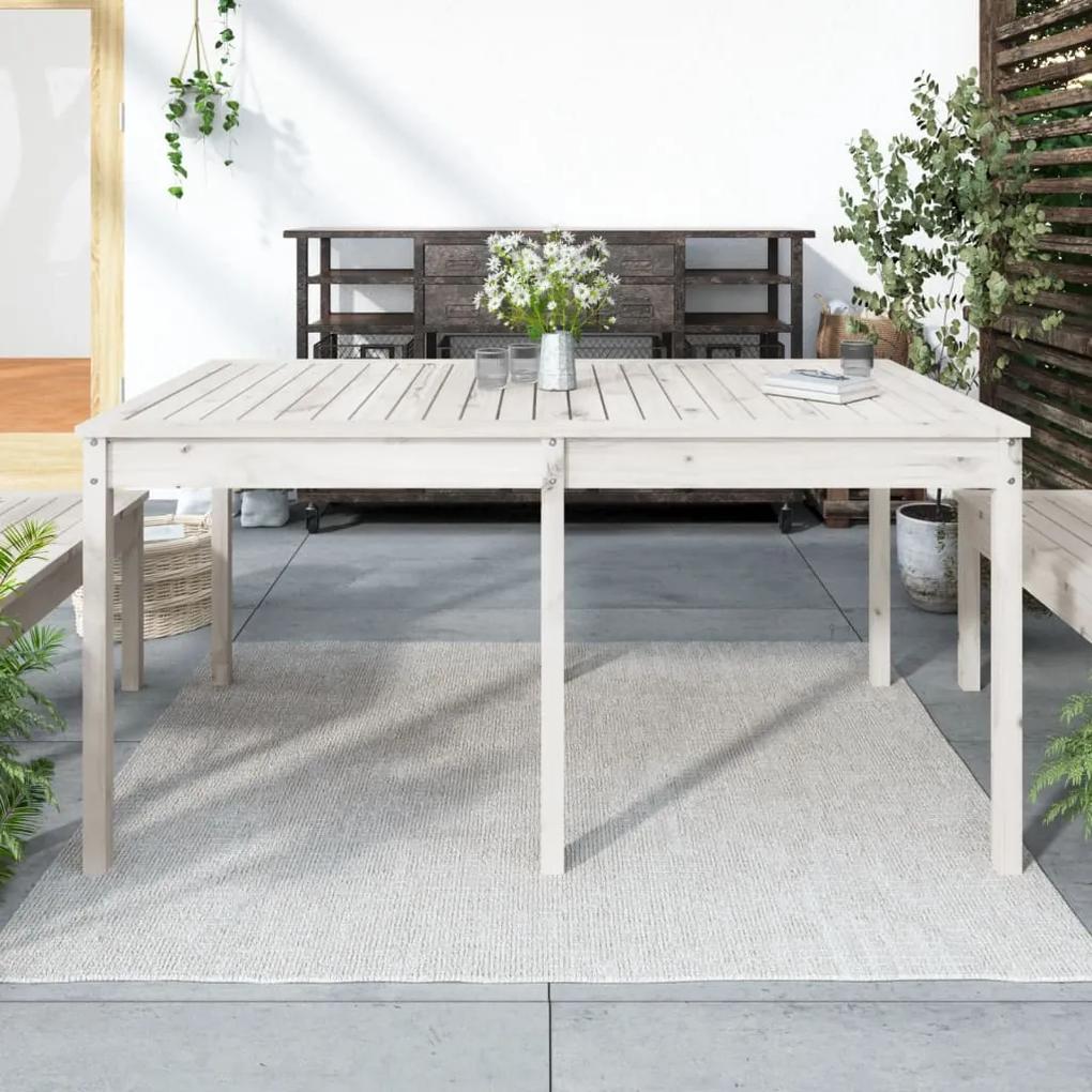Τραπέζι Κήπου Λευκό 159,5x82,5x76 εκ. από Μασίφ Ξύλο Πεύκου
