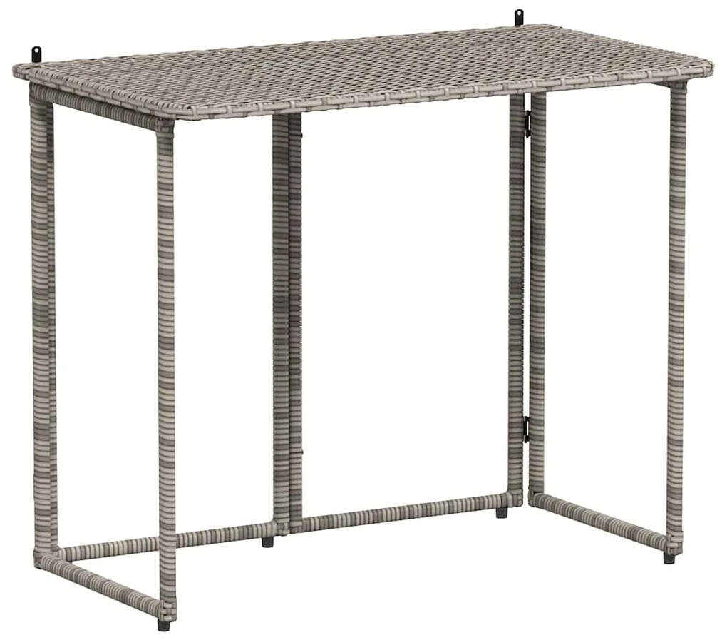 vidaXL Πτυσσόμενο τραπέζι κήπου γκρι 90x51x75 cm Poly Rattan