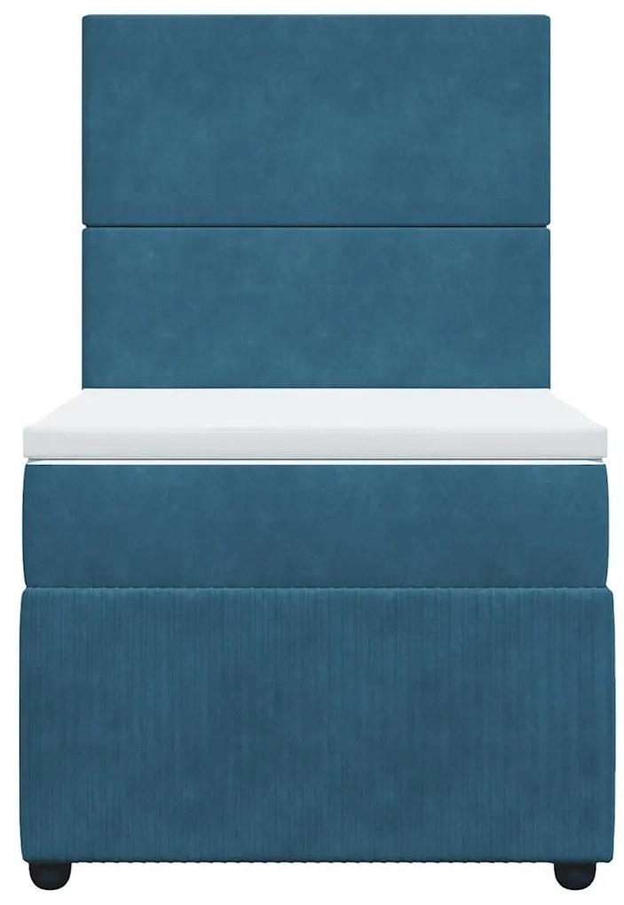 vidaXL Κρεβάτι Boxspring με Στρώμα Μπλε 80 x 200 εκ. Βελούδινο