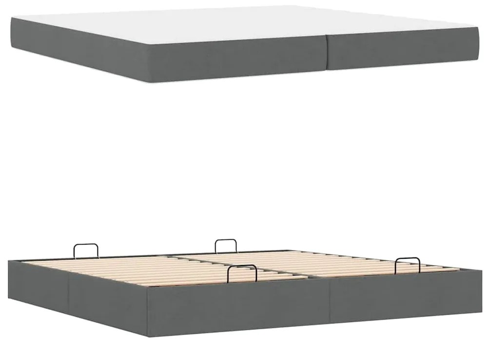 vidaXL Σκελετός κρεβατιού με στρώμα με στρώμα 2 pcs Σκούρο Γκρι ύφασμα