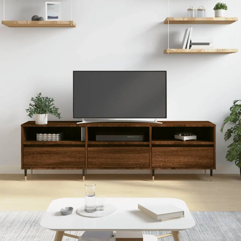 vidaXL Έπιπλο Τηλεόρασης Καφέ Δρυς 150x30x44,5 εκ. Επεξεργασμένο Ξύλο