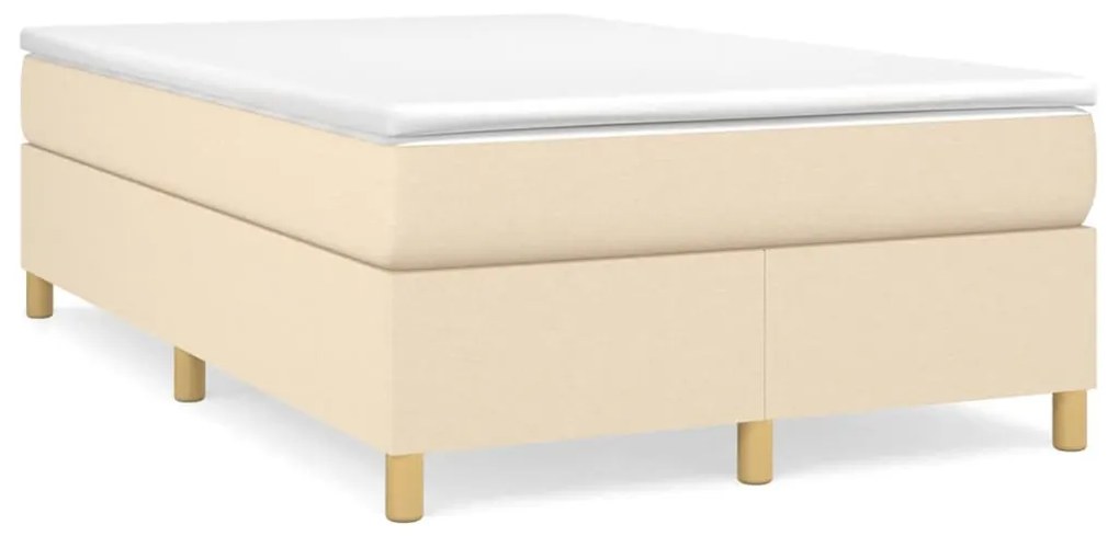 vidaXL Κρεβάτι Boxspring με Στρώμα Κρεμ 120x200 εκ. Υφασμάτινο