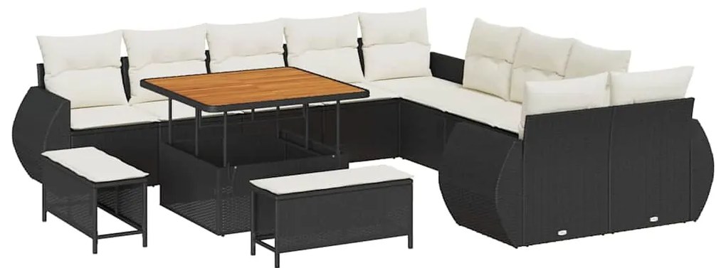 vidaXL Σετ Καναπέ Κήπου 13 pcs Μαύρο συνθετικό ρατάν
