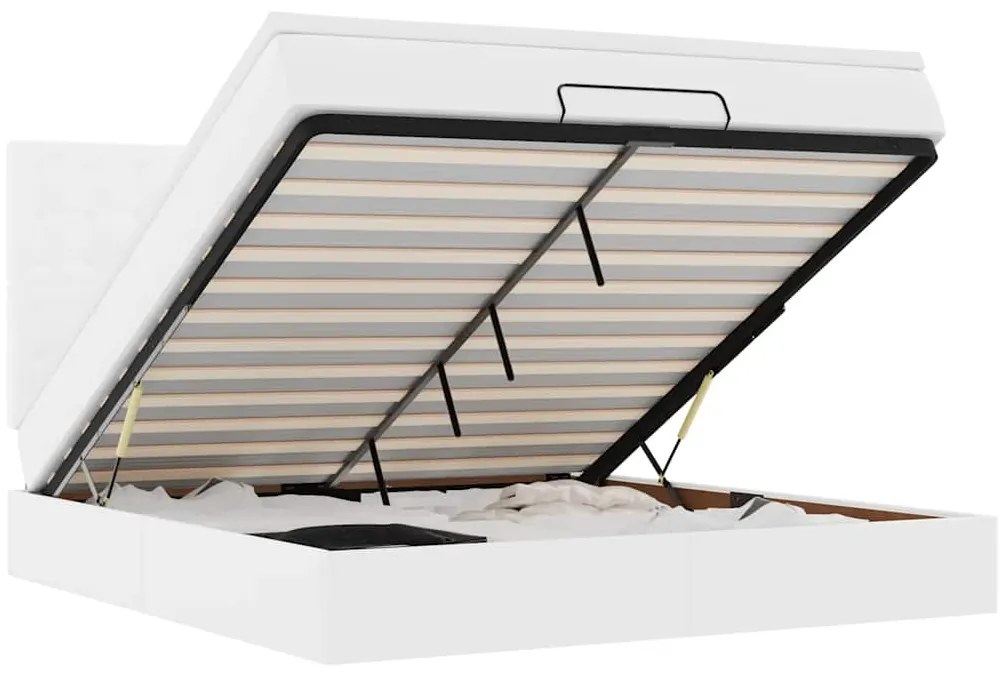 vidaXL Οθωμανικό κρεβάτι με στρώμα & LEDs Λευκό 180x200cm Faux Leather