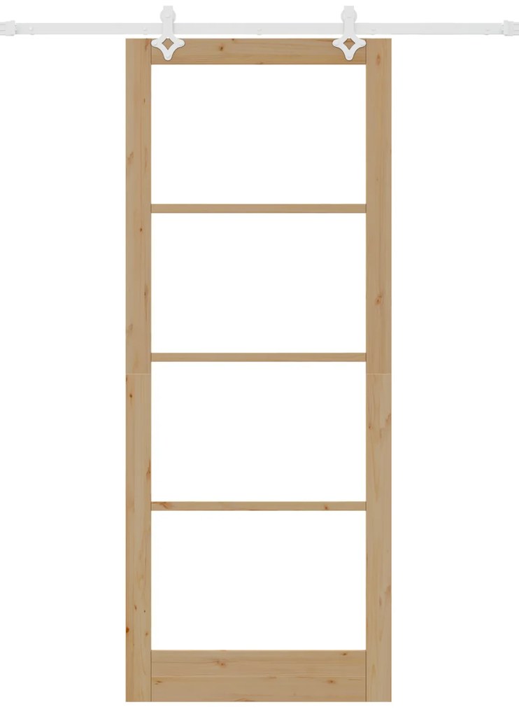 vidaXL Συρόμενη Πόρτα με Σετ Hardware 93x232 cm Μασίφ Ξύλο Πεύκου
