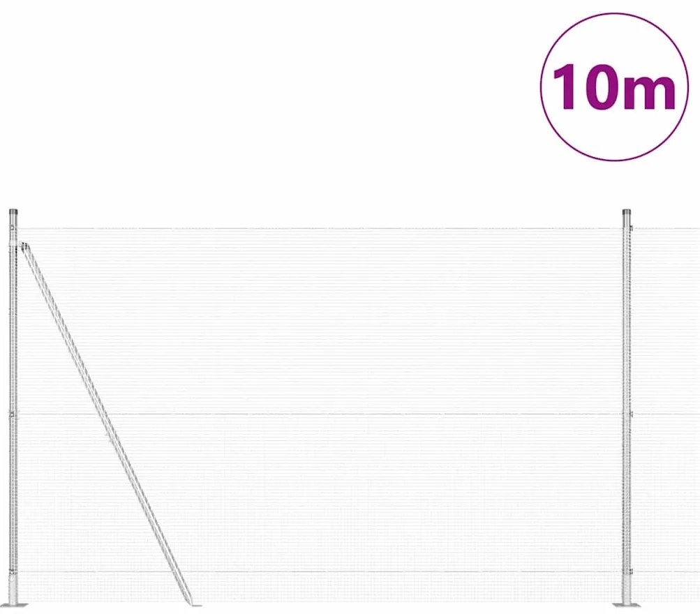 vidaXL Φράχτης με Στήλες. Ασημί 1.5 x 10 m Ατσάλι