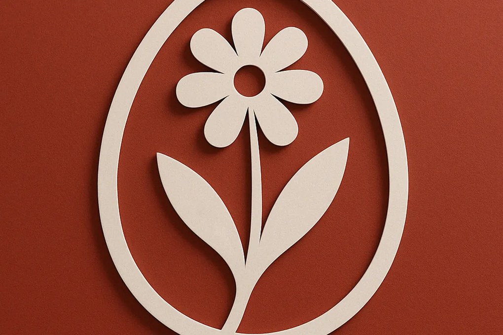 Σετ των 2 Intra απο ξύλο plywood 3mm-4mm πάχος – Κόψιμο από χαρτί Floral Egg Δίασταση  20x20 cm INTRAFABR-120036248