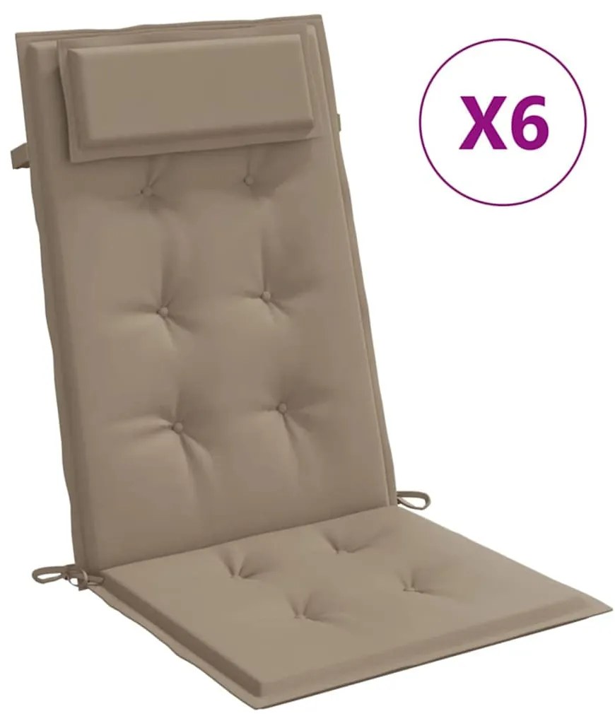 vidaXL Μαξιλάρια Καρέκλας με Πλάτη 6 τεμ. Taupe από Ύφασμα Oxford