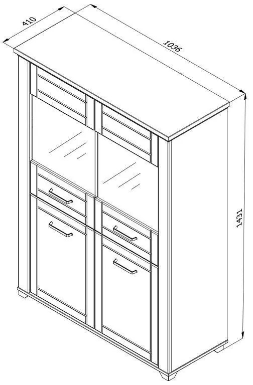 Βιτρίνα Valencia 2K VS2 Λευκό - Αrtisan Oak - Λευκό Μάτ 103,5*41*143 εκ. 103.5x41x143 εκ.