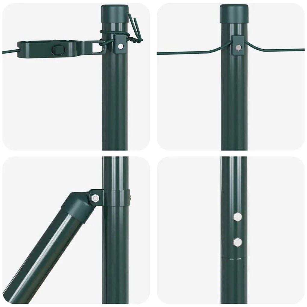 vidaXL Στηλοί Φράχτη 52 τεμάχια Πράσινο Ø32 mm 170 cm Γαλβανισμένος Χάλυβας