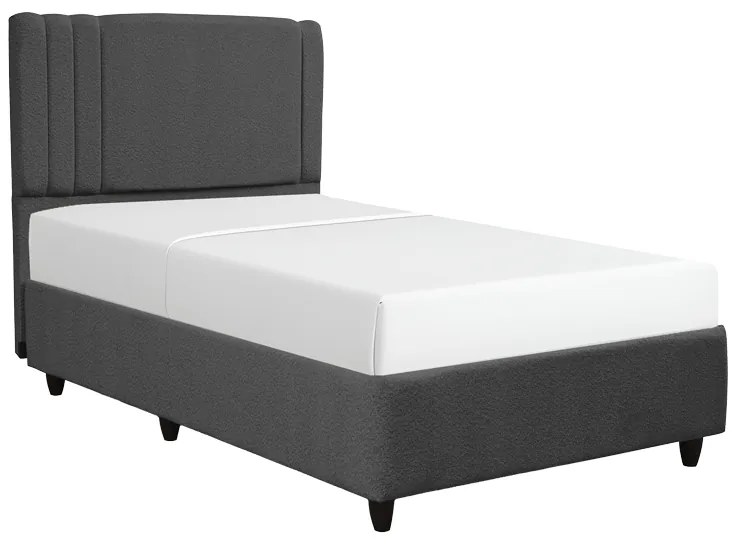 Κρεβάτι με αποθηκευτικό χώρο Lineo pakoworld μπουκλέ σε ανθρακί απόχρωση 120x200εκ