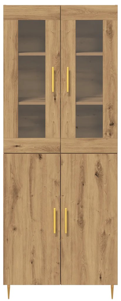 vidaXL Υψηλό Ντουλάπι Μασίφ Δρυς 69.5x34x180 εκ Επεξεργασμένο Ξύλο