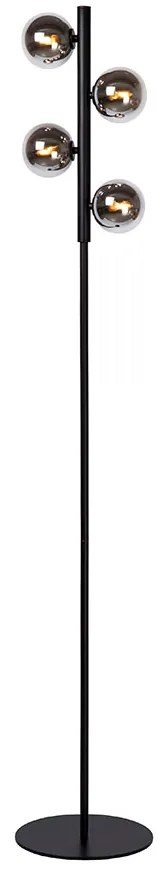Φωτιστικό Επιδαπέδιο Lucide 45774-04-30 TYCHO Μαύρο Ματ (Black Mat)|Φυμέ (Smoke)