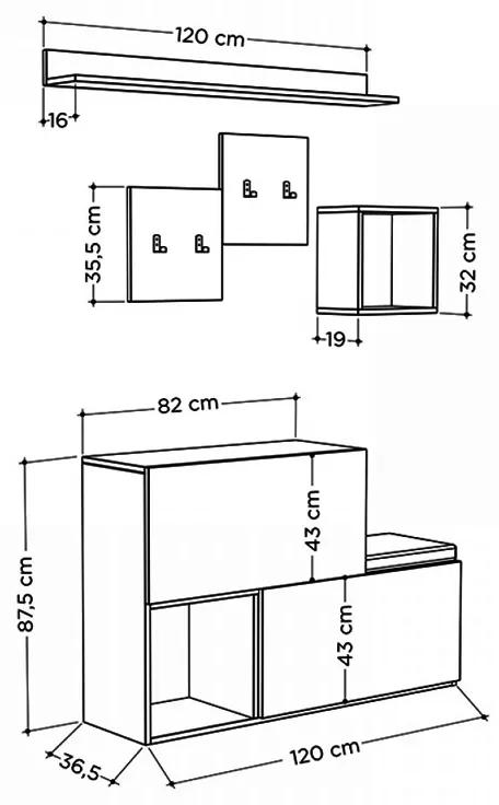 Έπιπλο εισόδου-παπουτσοθήκη Holdon Megapap μελαμίνης χρώμα λευκό αντικέ 120x36,5x87,5εκ.