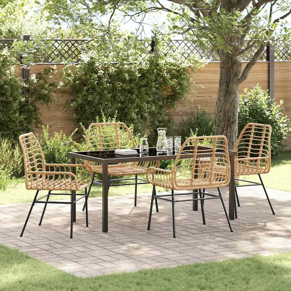vidaXL Σέτ φαγητού για κήπο 5 pcs Καφέ συνθετικό ρατάν
