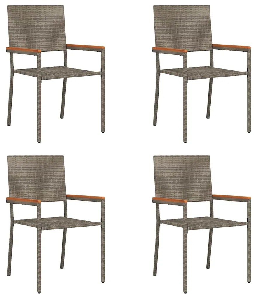vidaXL Καρέκλες κήπου που σωριάζονται 4 pcs Γκρι, Καφέ