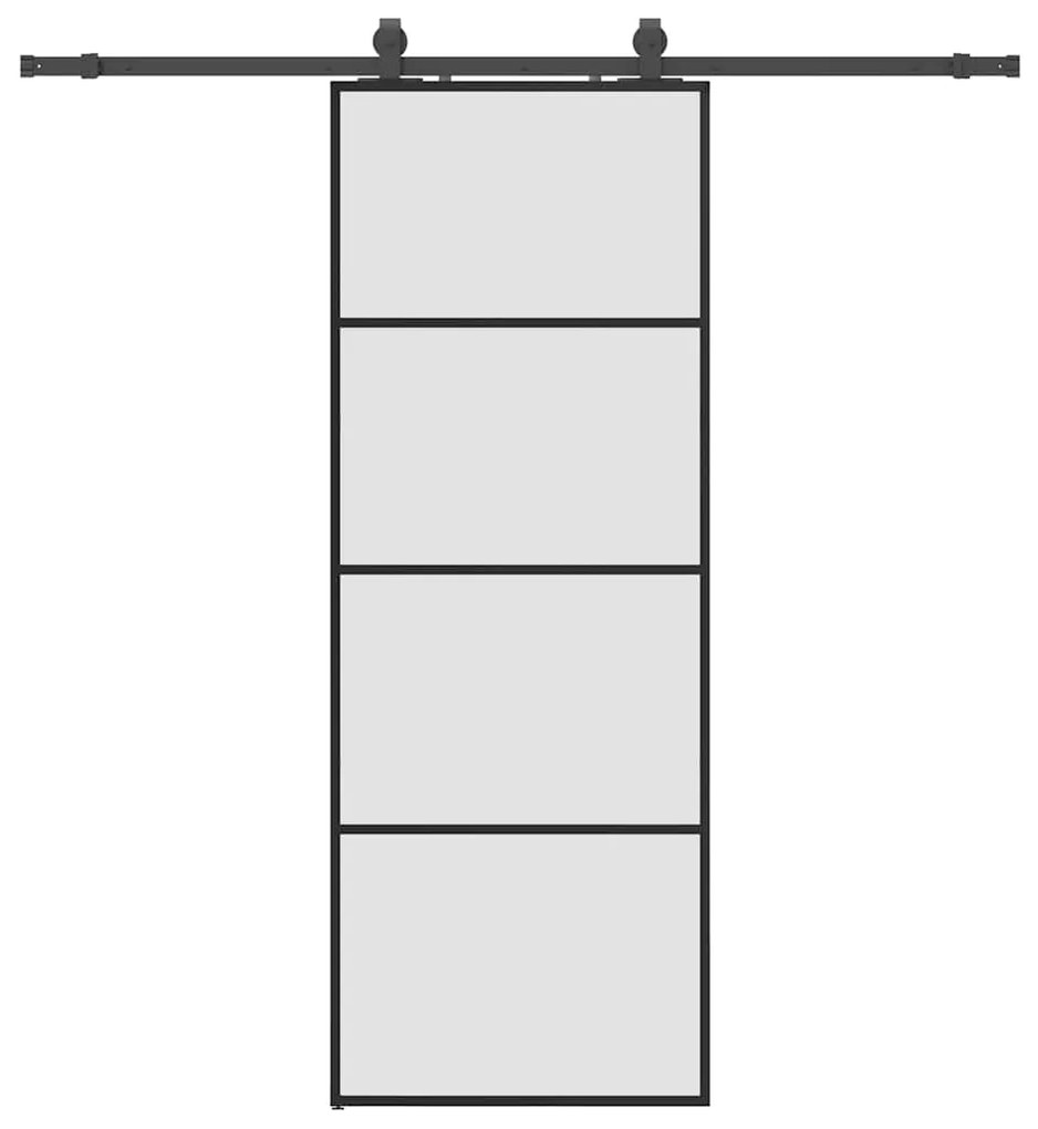 vidaXL Συρόμενη Πόρτα με Μηχανισμό Μαύρο 76x205 εκ. Γυαλί ESG