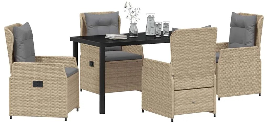 vidaXL Σέτ φαγητού για κήπο 5 pcs Μπεζ συνθετικό ρατάν