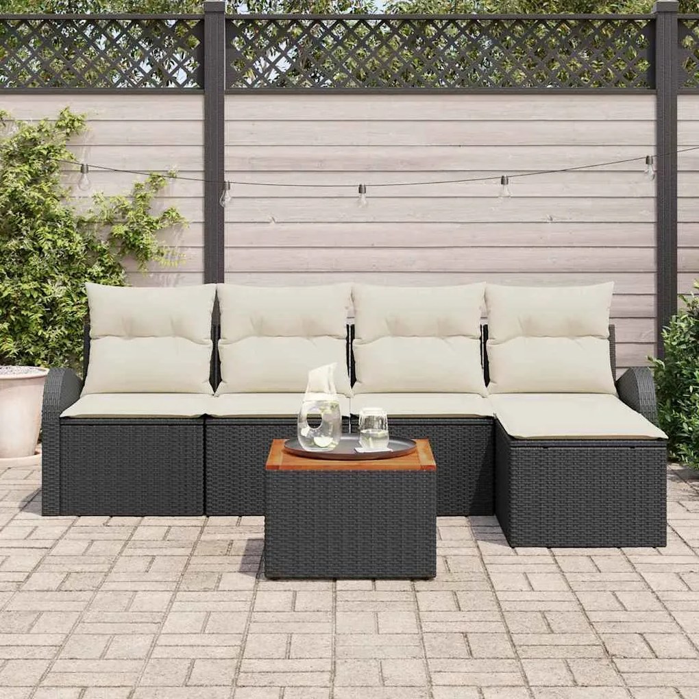 vidaXL Σετ Καναπέ Κήπου 6 pcs Μαύρο Πολυ ράταν