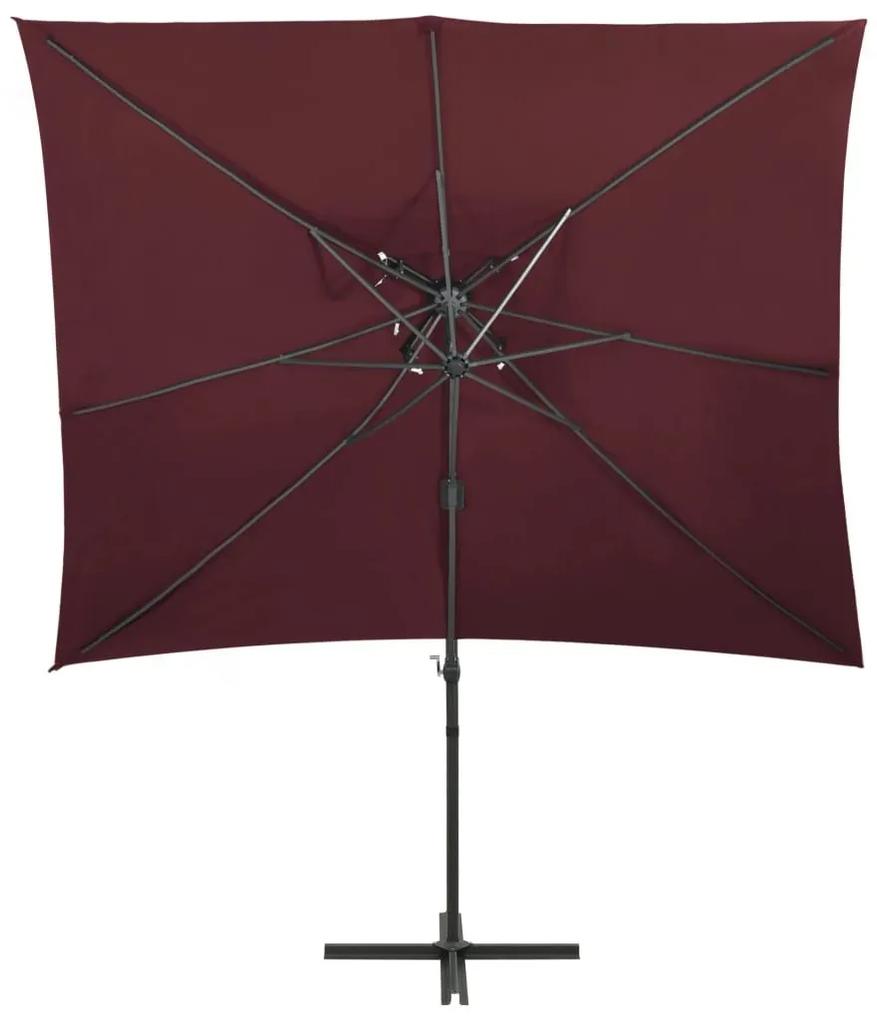 Ομπρέλα Κρεμαστή με Διπλή Οροφή Μπορντό 250 x 250 εκ. - Κόκκινο