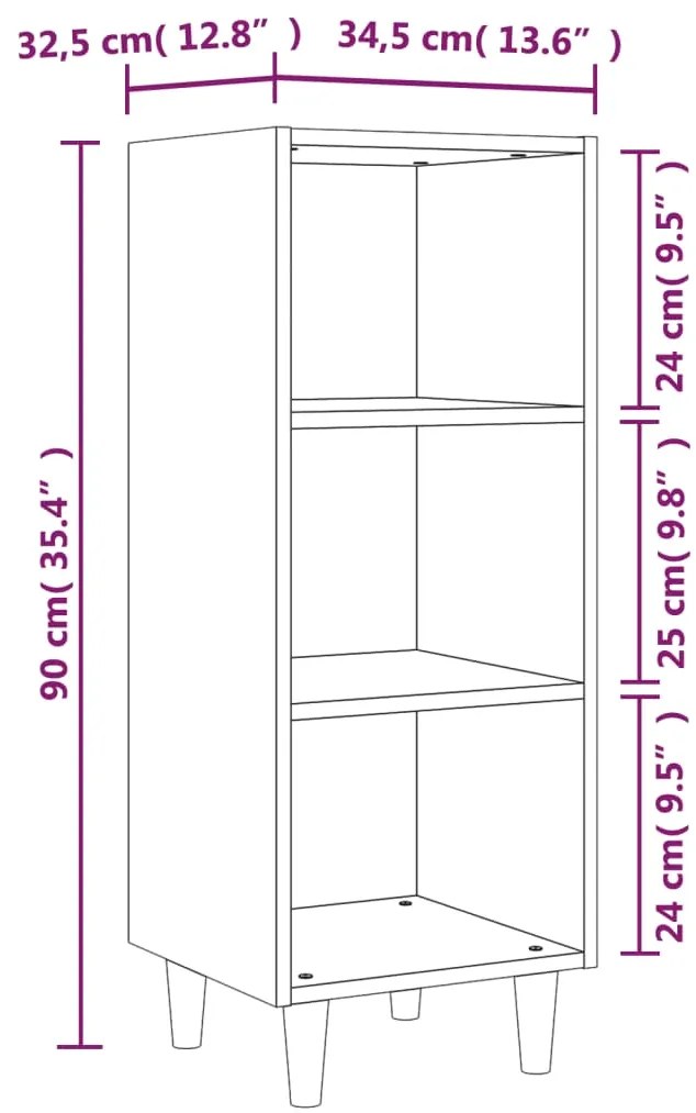 vidaXL Ντουλάπι Sonoma Δρυς 34,5x32,5x90 εκ. από Επεξεργασμένο Ξύλο