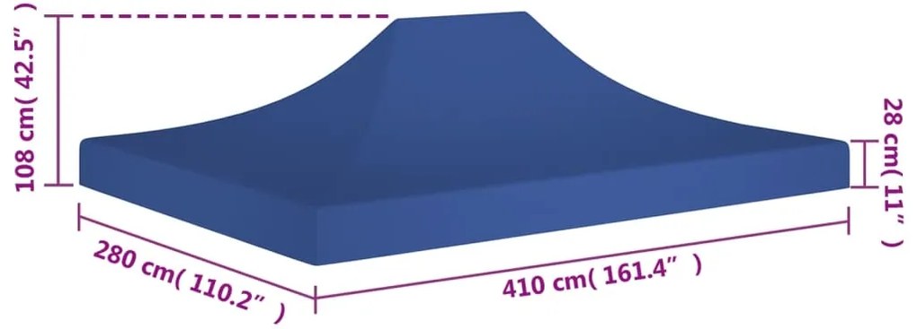 vidaXL Κάλυμμα Τέντας Εκδηλώσεων Μπλε 4 x 3 μ. 270 γρ/μ²