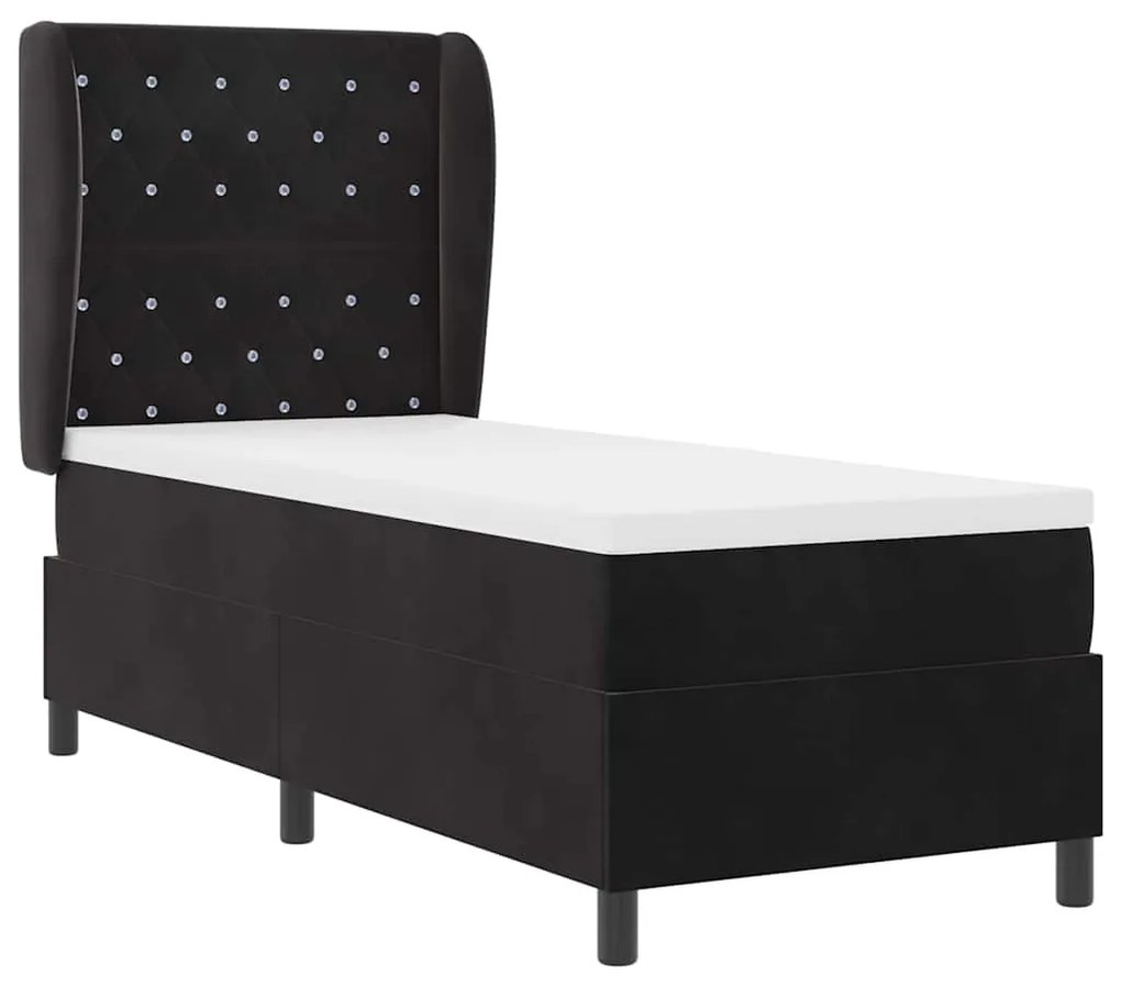 vidaXL Κρεβάτι με ελατήρια με στρώμα Μαύρο 80 x 200 cm Βελούδο