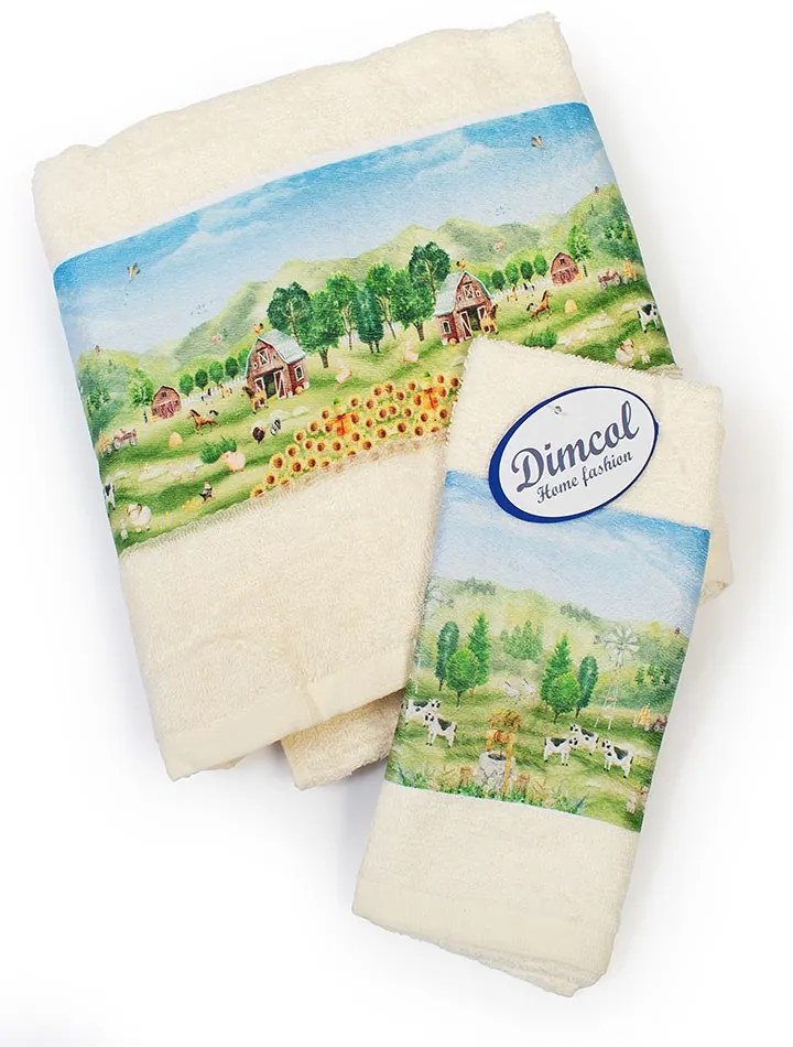 Πετσέτες Βρεφικές Farm 341 (Σετ 2τμχ) Ecru DimCol Towels Set 70x140cm 100% Βαμβάκι