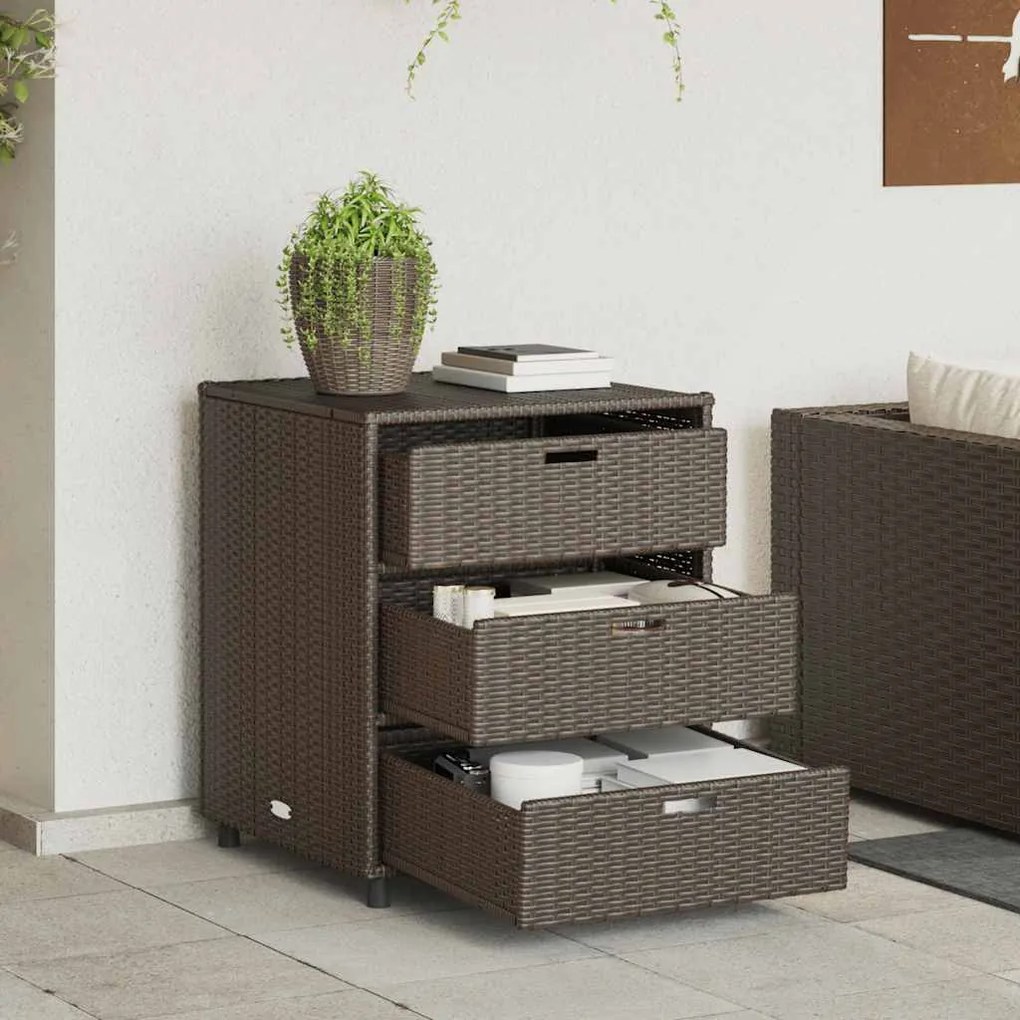 vidaXL Ντουλάπι Αποθήκευσης Κήπου Καφέ 55x59x69 εκ. Συνθετικό Ρατάν