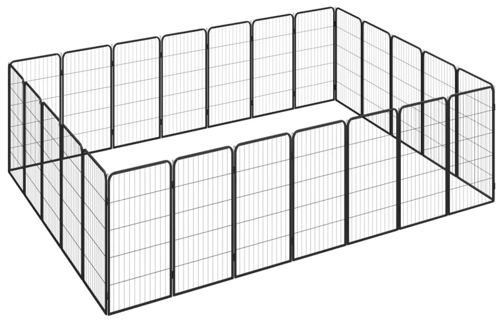vidaXL Κλουβί Σκύλου 24 Πάνελ Μαύρο 50x100 εκ. Ατσάλι με Βαφή Πούδρας