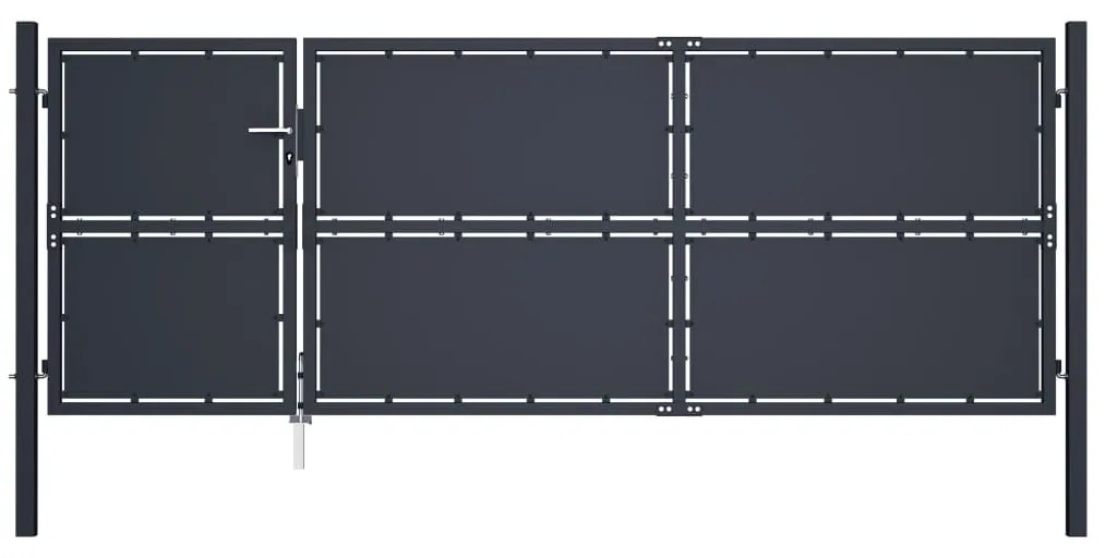 vidaXL Πόρτα Περίφραξης Κήπου Ανθρακί 350 x 125 εκ. Ατσάλινη