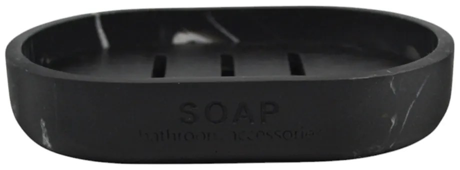 Σαπουνοθήκη Μαρμάρινη Όψη Μαύρο Polyester 12.6x8.5x2.2cm ANKOR