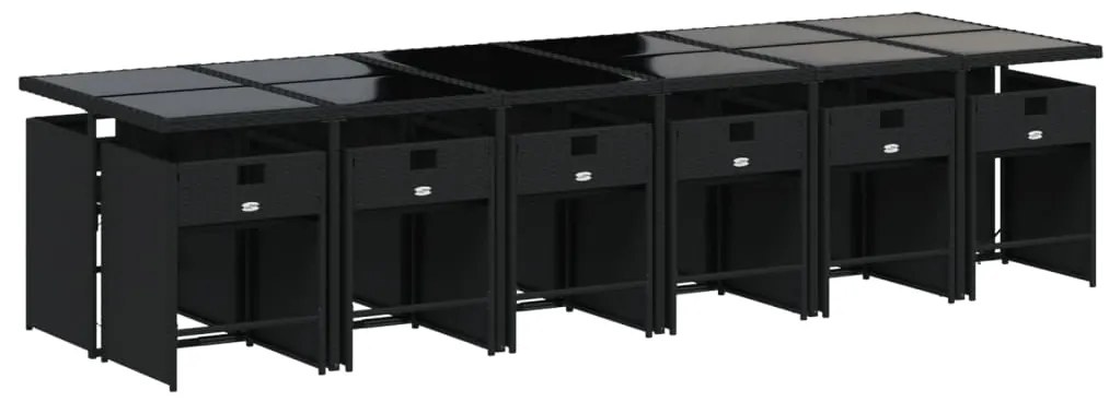 vidaXL Σετ Τραπεζαρίας Κήπου 13τεμ. Μαύρο από Συνθ. Ρατάν με Μαξιλάρια