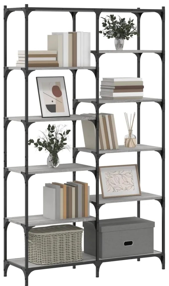 vidaXL Βιβλιοθήκη Γκρι Sonoma 100x32x170 εκ. Επεξεργ. Ξύλο / Σίδηρος